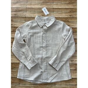 NWT My Three Sons by Evie's Closet Heathered Beige Button Up Shirt 7y